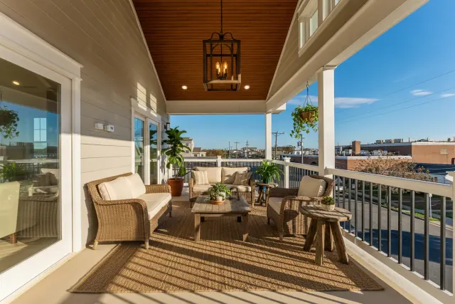 The same balcony, furnished in a Rustic style