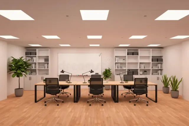 The same office, furnished in a Modern style